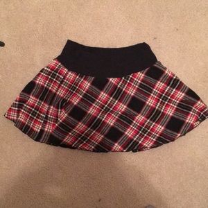 Plaid mini skirt.
